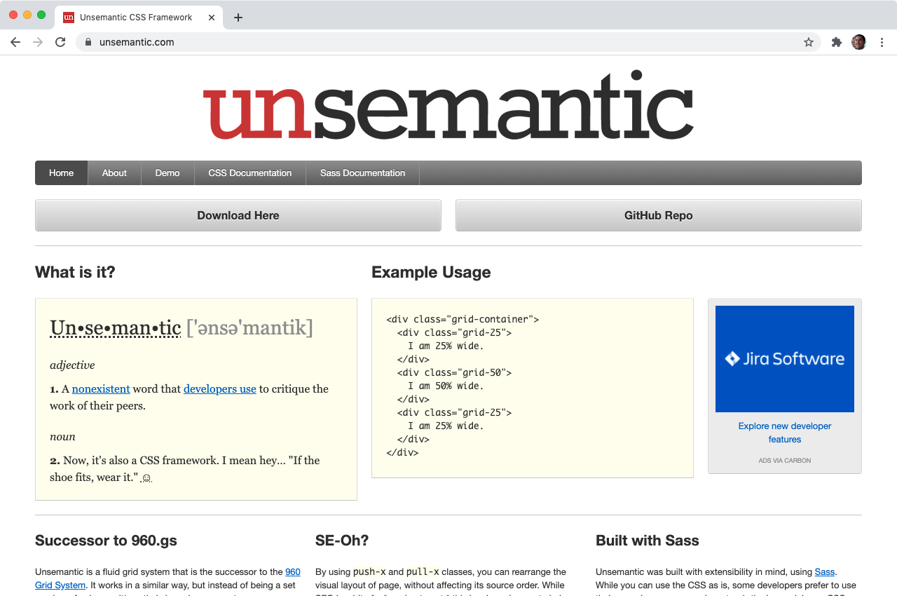 Unsemantic Grid System